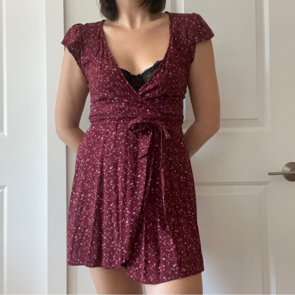 AERIE floral mini wrap dress